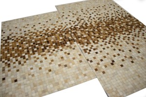 Beige Brown Cowhide 5X8 Modern Leather Rug