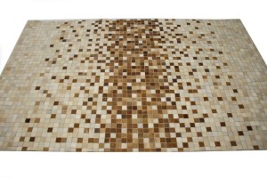 Beige Brown Cowhide 5X8 Modern Leather Rug