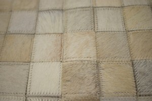 Beige Brown Cowhide 5X8 Modern Leather Rug