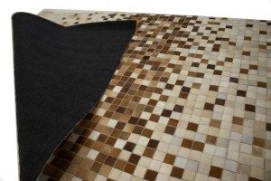 Beige Brown Cowhide 5X8 Modern Leather Rug