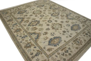 Cream Floral 8X10 Oushak Chobi Oriental Rug