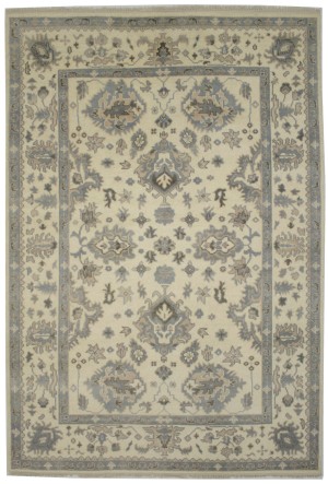 Muted Cream Floral 6X9 Oushak Chobi Oriental Rug