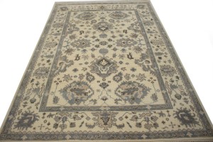 Muted Cream Floral 6X9 Oushak Chobi Oriental Rug