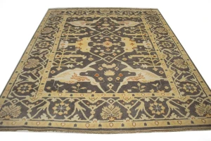 Muted Brown Floral 8X10 Oushak Oriental Rug