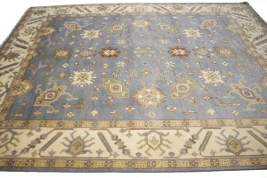 Gray Floral 9X12 Oushak Chobi Oriental Rug