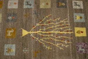 Brown Tribal Checkered 4X6 Indo-Gabbeh Oriental Rug