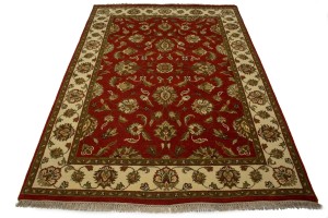 Red Floral 5X7 Indo-Kashan Oriental Rug