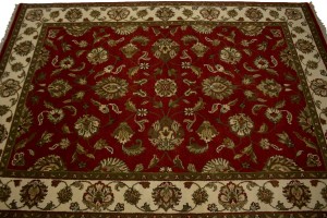 Red Floral 5X7 Indo-Kashan Oriental Rug