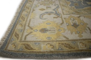 Slate Gray Floral 6X9 Oushak Chobi Oriental Rug