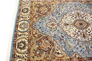 Blue & Cream Floral Kirman 6X8 Oriental Rug