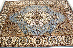 Blue & Cream Floral Kirman 6X8 Oriental Rug