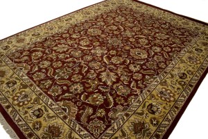 Maroon Red Floral 9X12 Indo-Kashan Oriental Rug