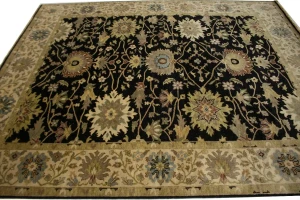 Black Floral 8X10 Osh Chobi Peshawar Oriental Rug