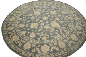 Dark Slate Floral Transitional 8X8 Oriental Round Rug