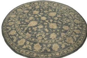 Dark Slate Floral Transitional 8X8 Oriental Round Rug
