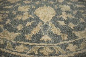 Dark Slate Floral Transitional 8X8 Oriental Round Rug