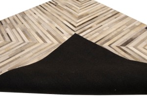 Gray Silver Cowhide 8X10 Modern Leather Rug