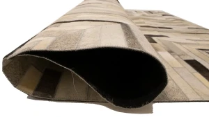 Gray Cowhide 6X6 Modern Leather Square Rug