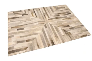 Gray Cowhide 4X6 Modern Leather Rug