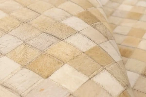 Multi Beige Brown Cowhide 6X6 Modern Leather Round Rug