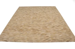 Beige Cream Cowhide 8X10 Modern Leather Rug