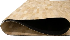 Beige Cowhide 5X8 Modern Leather Rug