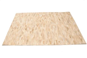 Beige Cowhide 4X6 Modern Leather Rug