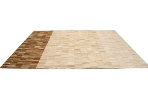 Beige Brown Cowhide 8X10 Modern Leather Rug
