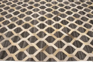 Gray Cowhide 8X10 Modern Leather Rug