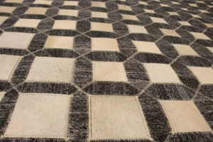 Gray Cowhide 5X8 Modern Leather Rug