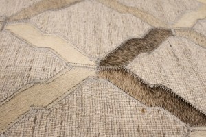 Silver Cowhide 5X8 Modern Leather Rug