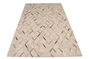 Silver Cowhide 5X8 Modern Leather Rug