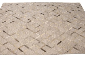 Silver Cowhide 5X8 Modern Leather Rug