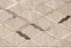 Silver Cowhide 5X8 Modern Leather Rug