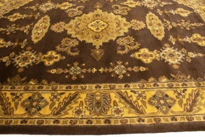 Dark Brown Floral Modern 8X11 Oriental Hand-Tufted Rug