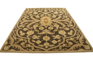 Brown Floral Modern 8X11 Oriental Hand-Tufted Rug