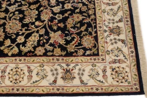 Dark Navy Floral 4X6 Indo-Nain Oriental Rug