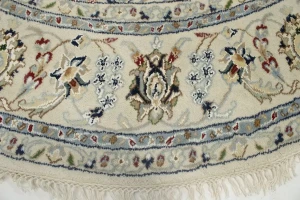 Cream Floral 6X6 Indo-Nain Oriental Round Rug