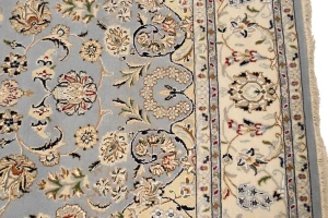 Light Blue Floral 6'3X9'7 Indo-Nain Oriental Rug