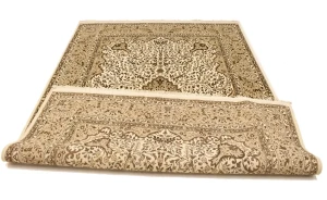 Cream Floral Kirman 7X9 Oriental Rug