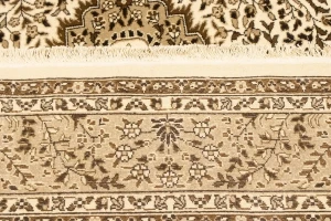 Cream Floral Kirman 7X9 Oriental Rug