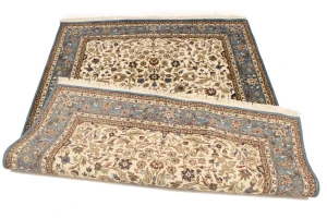 Cream Floral Kirman 5'7X7'6 Oriental Rug