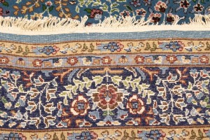 Teal Blue Floral Kirman 5'8X7'7 Oriental Rug
