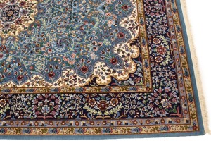 Teal Blue Floral Kirman 5'8X7'7 Oriental Rug