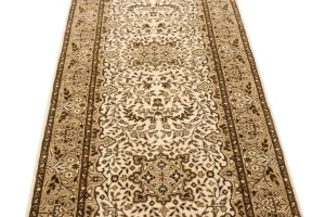 Cream Floral Kirman 3X10 Oriental Runner Rug