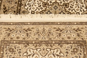 Cream Floral Kirman 3X10 Oriental Runner Rug