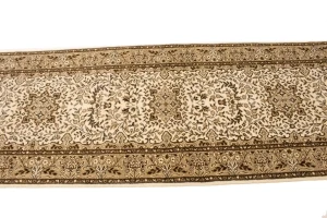 Cream Floral Kirman 3X10 Oriental Runner Rug