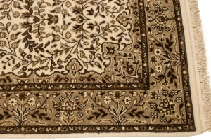 Cream Floral Kirman 3X10 Oriental Runner Rug