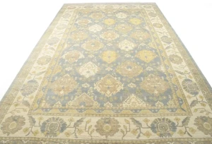 Blue-gray Floral 12X20 Oushak Chobi Oriental Rug