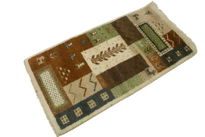 Beige Geometric 2X4 Indo-Gabbeh Oriental Rug